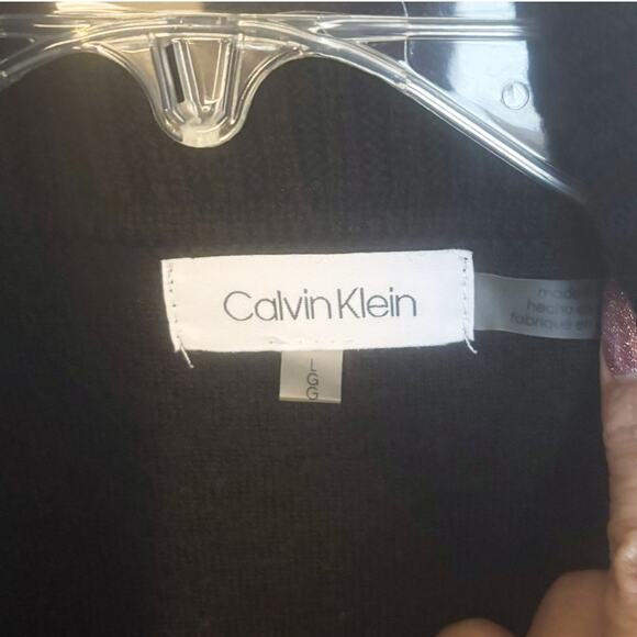 Calvin Klein Black/Brown Wool Long Open Cardigan Womens Size L - Picture 2 of 6